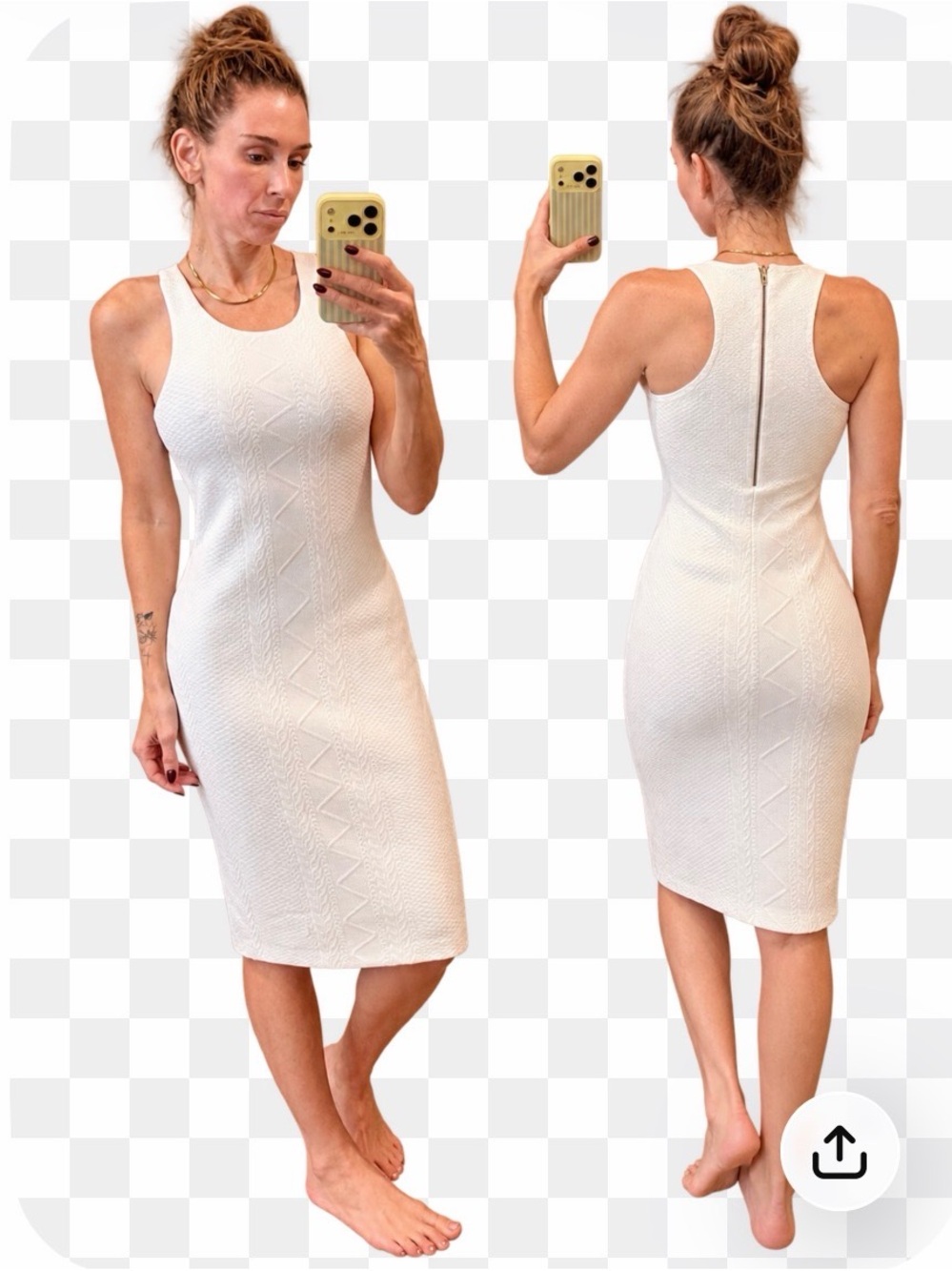 Express White Textured Sleeveless Midi Dress